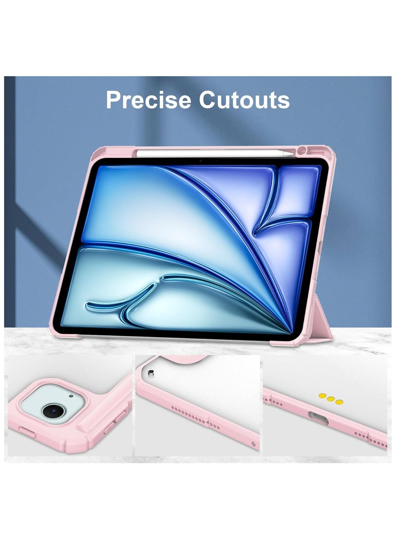VKL Compatible with iPad Air 13 Inch (M2) 2024 Case, Smart Slim Folio Stand Auto Sleep/Wake Cover, with Pencil Slot, Clear Transparent Back Shell for iPad Air 13 Inch (Pink) - Image 4