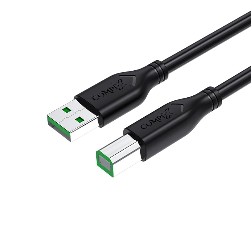 USB 2.0 Printer Cable 1.5M (A to B), High-Speed 480Mbps, Silver-Plated & Triple Shielded Braided Cord for HP DeskJet, Laptop, Canon, Brother, Lexmark, Envy, Scanner, Fax, Digital Piano, PC - Image 1