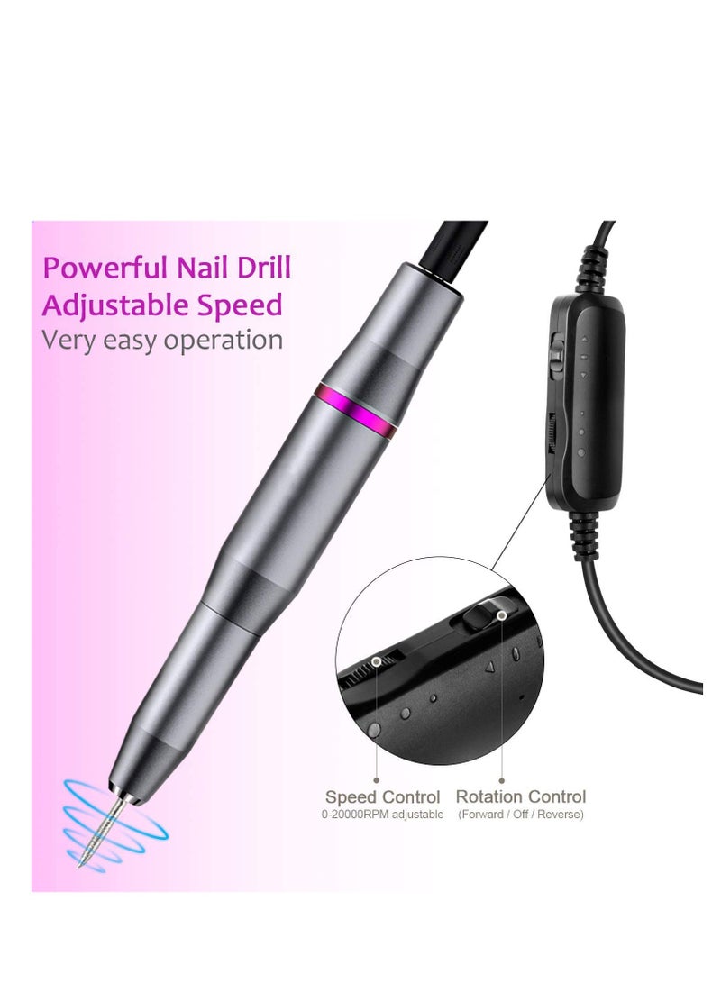 Arabest مثقاب أظافر كهربائي، مثقاب أظافر كهربائي محمول، مثقاب أظافر قابل لإعادة الشحن مع رؤوس مثقاب للأظافر وأشرطة سنفرة، للأكريليك، الأظافر الهلامية، أدوات تلميع الأظافر والباديكير - Image 2
