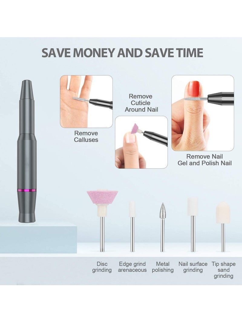 Arabest مثقاب أظافر كهربائي، مثقاب أظافر كهربائي محمول، مثقاب أظافر قابل لإعادة الشحن مع رؤوس مثقاب للأظافر وأشرطة سنفرة، للأكريليك، الأظافر الهلامية، أدوات تلميع الأظافر والباديكير - Image 4