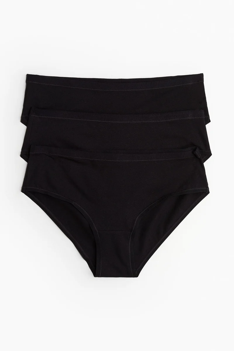 اتش اند ام سراويل داخلية من القطن بتصميم Hipster - عبوة من 3 قطع