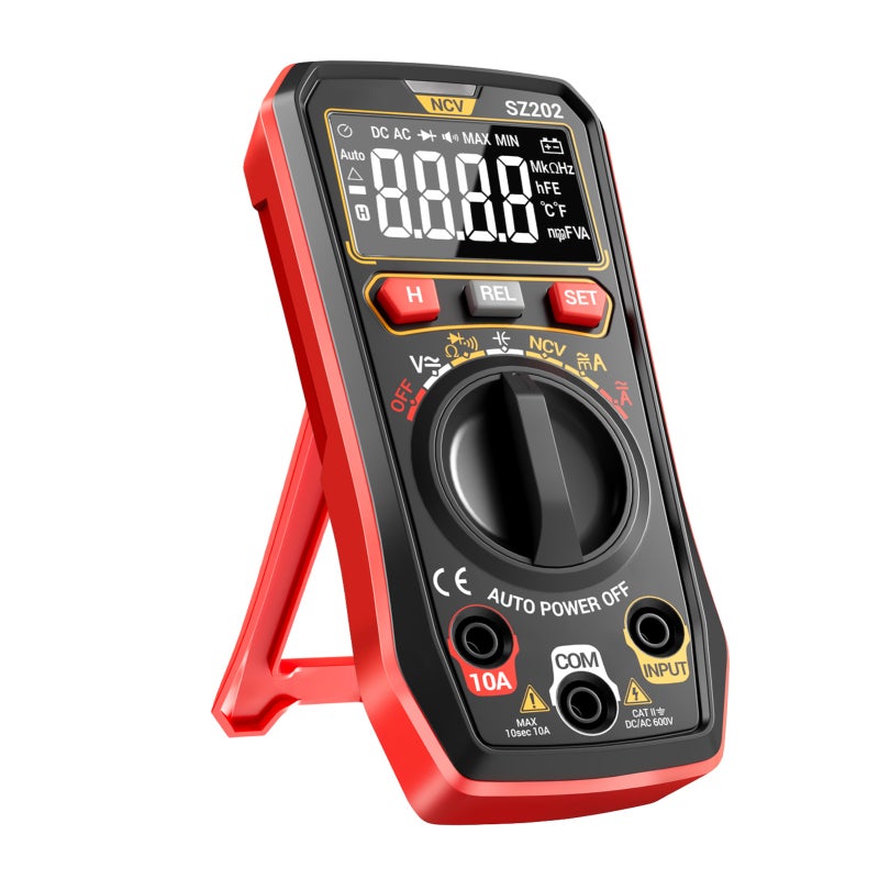 Digital Multimeter, Auto-Ranging 4000 Counts, Portable Ohm Volt Amp Tester Measures NCV, Voltage, Current, Diode, Capacitance Red - Image 4
