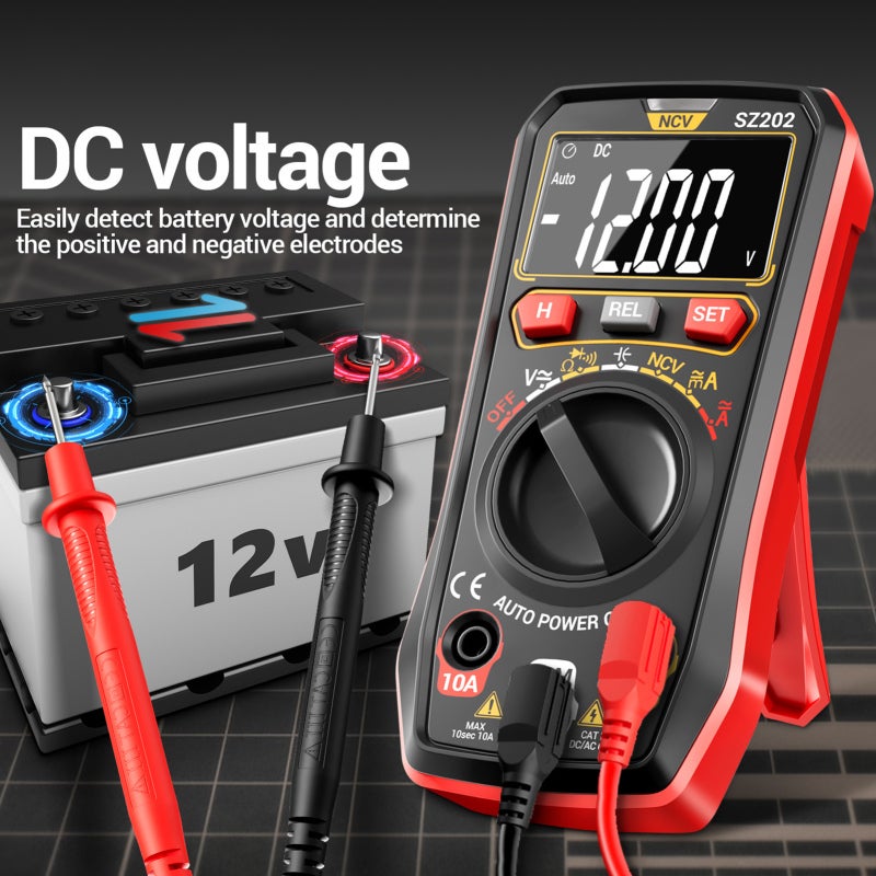 Digital Multimeter, Auto-Ranging 4000 Counts, Portable Ohm Volt Amp Tester Measures NCV, Voltage, Current, Diode, Capacitance Red - Image 5