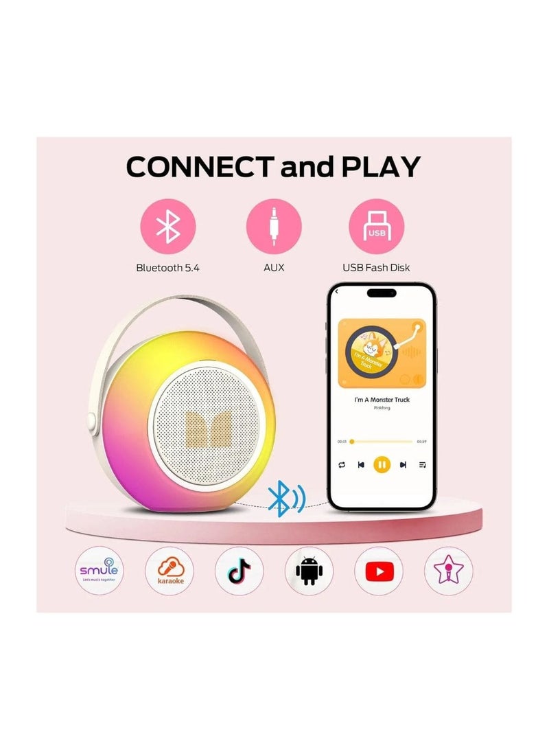 Monster Hotshot Plus Portable Bluetooth Speaker with Microphone – Mini Karaoke Machine, Perfect Christmas Gift for Kids and Adults, White Portable Bluetooth Karaoke Speaker - Image 5