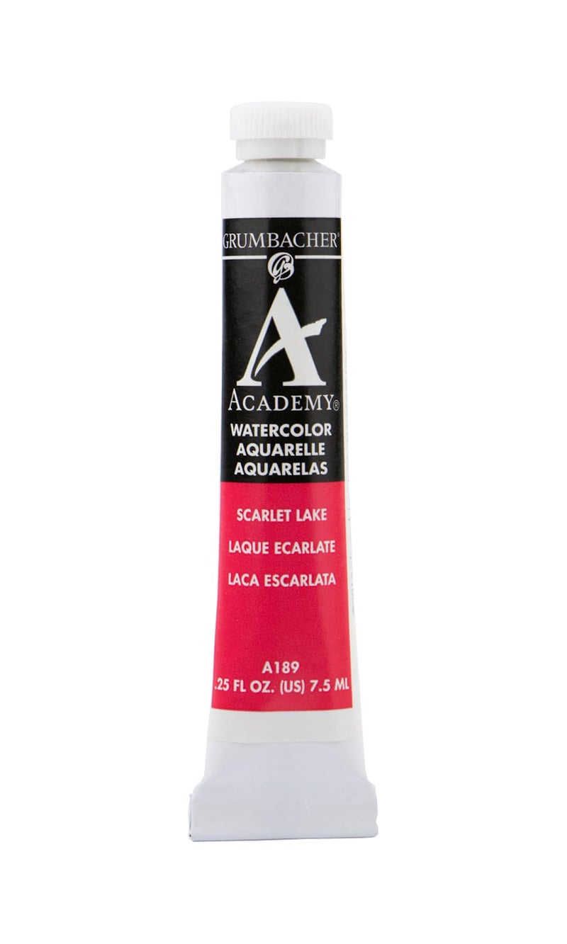 Grumbacher Academy Watercolor Paint, 7.5ml/0.25 Ounce, Scarlet Lake (A189) - Image 1