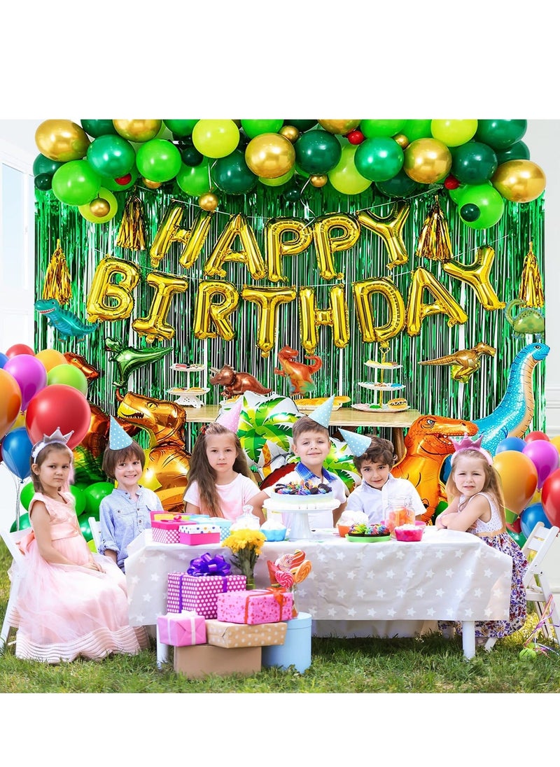 Generic - Dinosaur Party Decorations, 113 Pcs Dinosaur Birthday Party Supplies with Dinosaurs Balloons, Happy Birthday Balloons, Curtains, Dinosaur Theme Party for Kids Girls Boys Baby Shower Celebration - Image 1