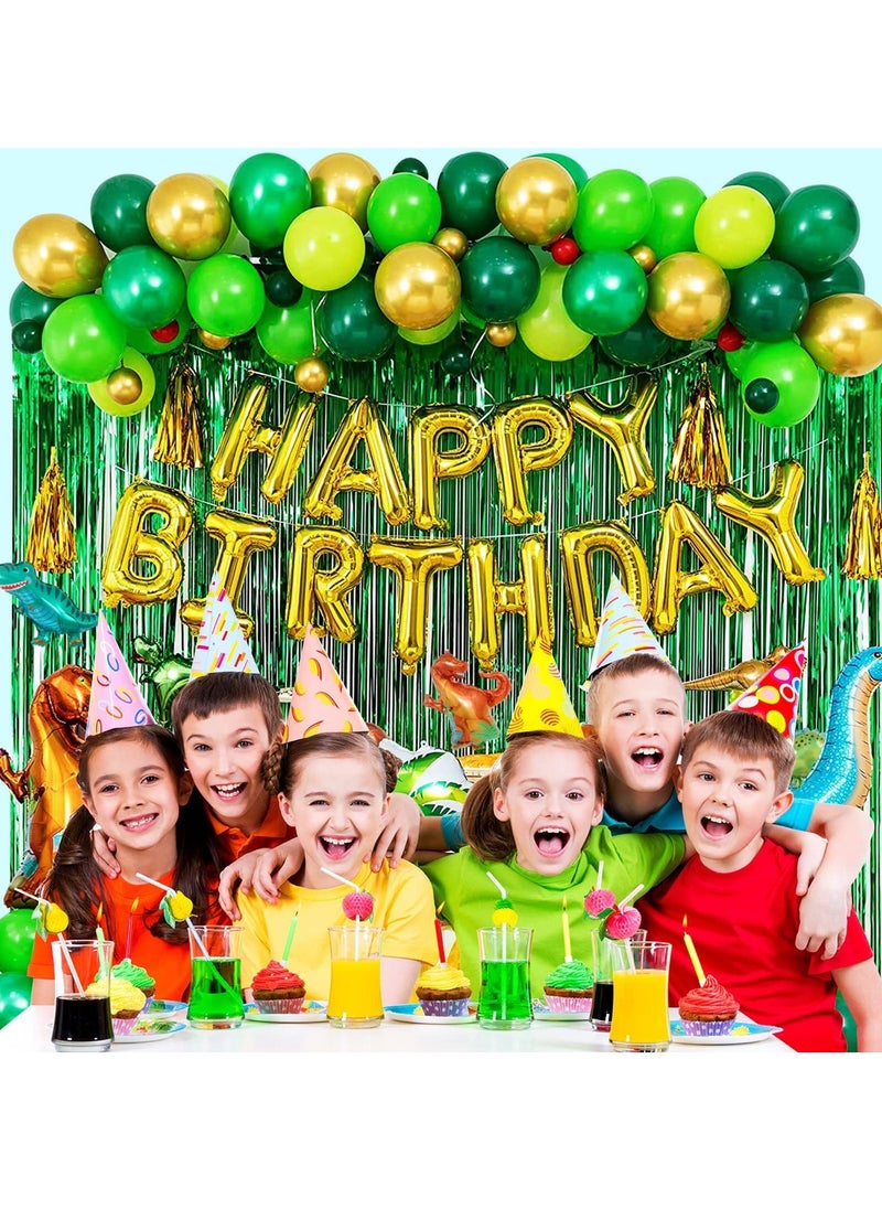 Generic - Dinosaur Party Decorations, 113 Pcs Dinosaur Birthday Party Supplies with Dinosaurs Balloons, Happy Birthday Balloons, Curtains, Dinosaur Theme Party for Kids Girls Boys Baby Shower Celebration - Image 1