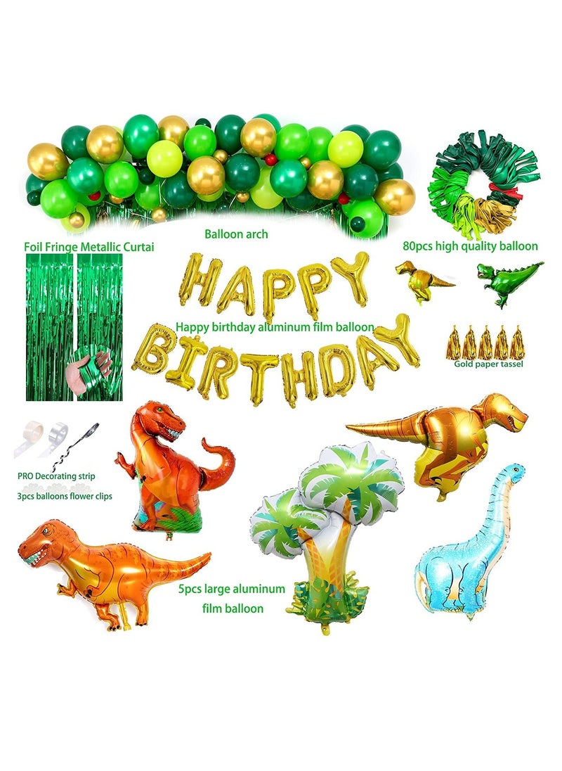Generic - Dinosaur Party Decorations, 113 Pcs Dinosaur Birthday Party Supplies with Dinosaurs Balloons, Happy Birthday Balloons, Curtains, Dinosaur Theme Party for Kids Girls Boys Baby Shower Celebration - Image 1