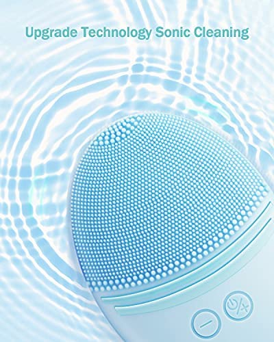 EZBASICS Facial Cleansing Brush, Waterproof Sonic Vibrating Face Brush for Deep Cleansing, Gentle Exfoliating and Massaging, Inductive charging (Blue) - Image 2