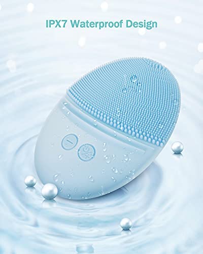 EZBASICS Facial Cleansing Brush, Waterproof Sonic Vibrating Face Brush for Deep Cleansing, Gentle Exfoliating and Massaging, Inductive charging (Blue) - Image 5