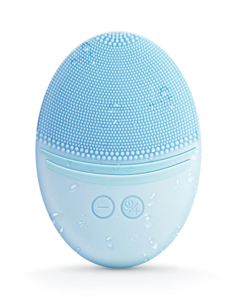 EZBASICS Facial Cleansing Brush, Waterproof Sonic Vibrating Face Brush for Deep Cleansing, Gentle Exfoliating and Massaging, Inductive charging (Blue) - Image 1