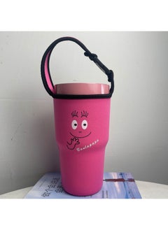 Generic In Stock Wholesale Mr. Bubble Ice Cream Cup Cover Portable Crossbody Diving Material Car Cup Cover Kumamoto Series Cup Cover-Color:Rose Red Single Hand-Capacity:900ml  - Image 1