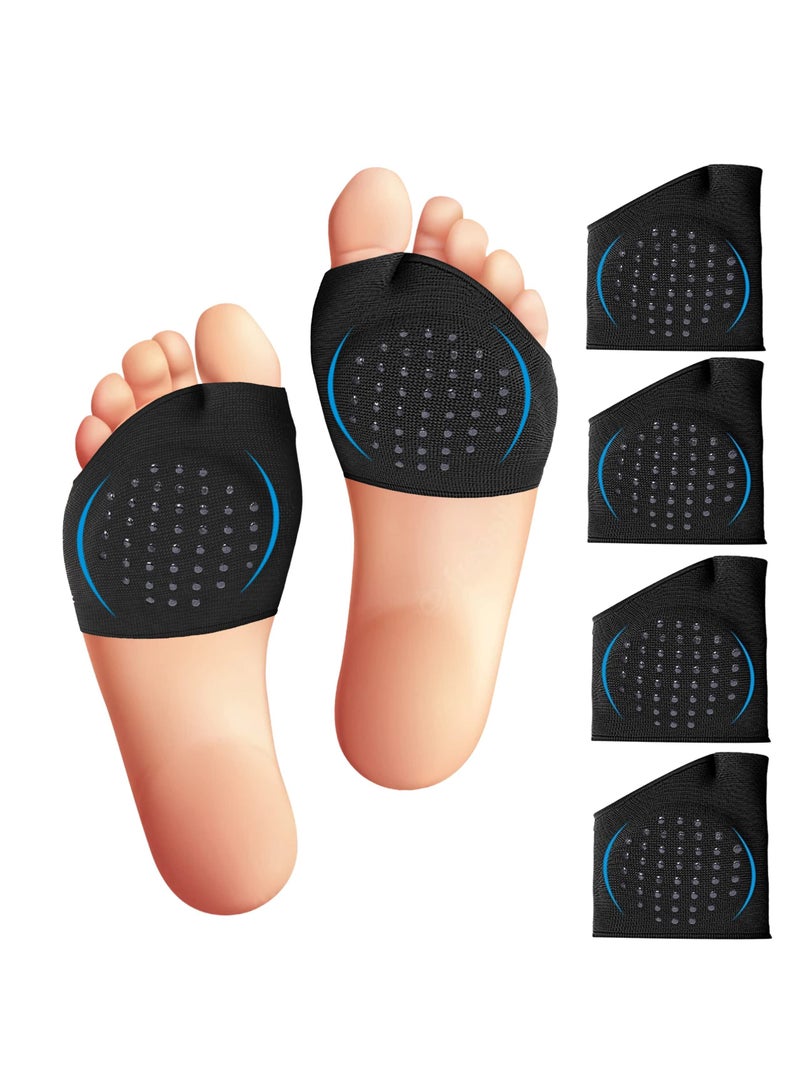 SYOSI 2 Pairs Metatarsal Sleeve Pads, Anti-Slip with Gel Pads, Ball of Foot Cushions with Soft Gel, Forefoot Cushion Pads, Fabric Compression, Help Mortons Neuroma, Calluses Blisters (Black)  - Image 1