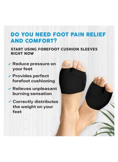 SYOSI 2 Pairs Metatarsal Sleeve Pads, Anti-Slip with Gel Pads, Ball of Foot Cushions with Soft Gel, Forefoot Cushion Pads, Fabric Compression, Help Mortons Neuroma, Calluses Blisters (Black)  - Image 4