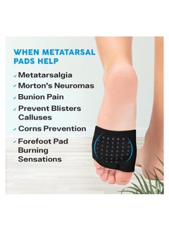 SYOSI 2 Pairs Metatarsal Sleeve Pads, Anti-Slip with Gel Pads, Ball of Foot Cushions with Soft Gel, Forefoot Cushion Pads, Fabric Compression, Help Mortons Neuroma, Calluses Blisters (Black)  - Image 2