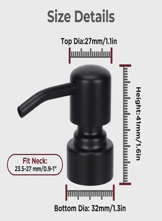 VASANA 2PCS Black Soap Dispenser Pump Stainless Steel Dispenser Lids Kitchen Soap Dispenser Pump Head for Liquid Hand Soap Shampoo Shower Gel(for Standard 28/400 (26 mm - 28mm)) - Image 2