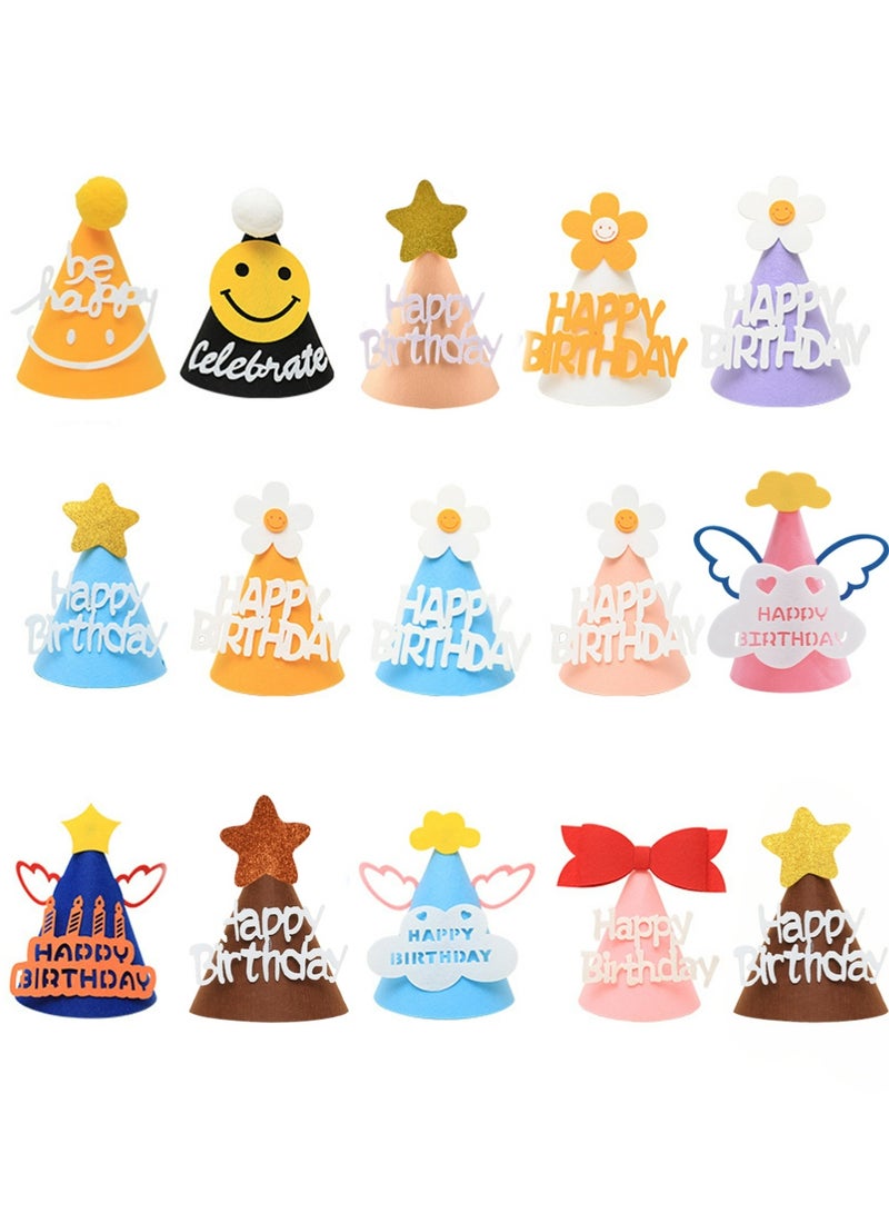 YOUGE 15 Pcs Party Hats for Kids and Adults, Party Headwear, Happy Birthday Hats, Birthday Party Decorations (Multicolour) - Image 1