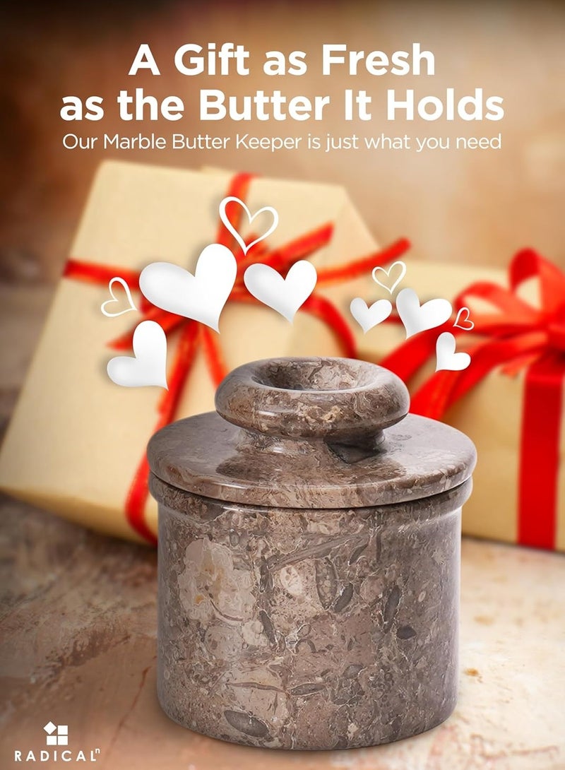 راديكالن وعاء زبدة رخامي من أوشيانك | وعاء زبدة فرنسي مصنوع يدويًا، مقاس 4.25 بوصة، مزود بغطاء، مناسب للطاولة - Image 5