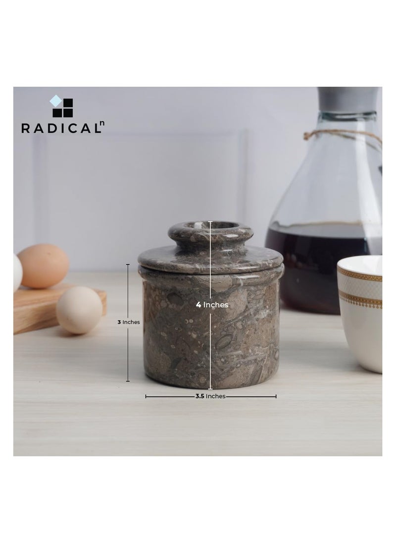 RADICALn Butter Dish Cover Pot Dark Oceanic Grey Handmade Marble Kitchen Storage Crock  - Image 5
