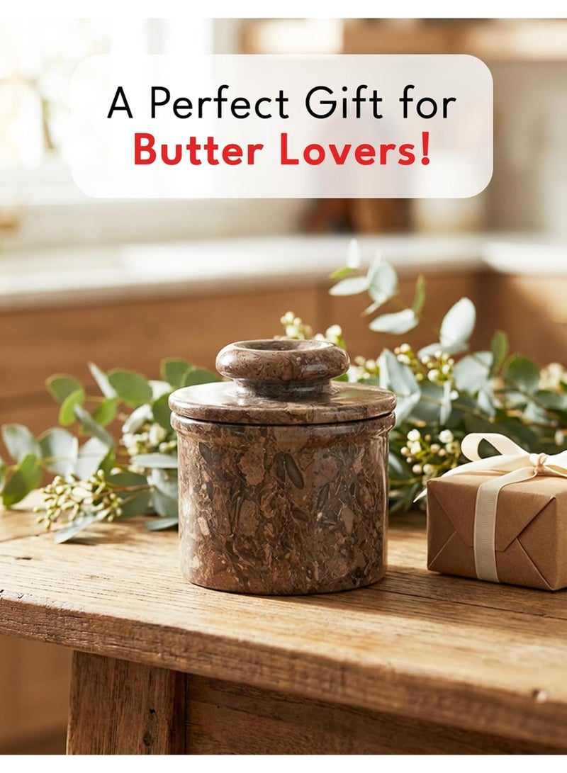 RADICALn Handmade Oceanic Marble Butter Keeper 4.25 Inch, Butter Crock for Spreadable Butter with Water, Perfect French Butter Storage for Counter, Home, Kitchen, Dining, or Gift - Image 5