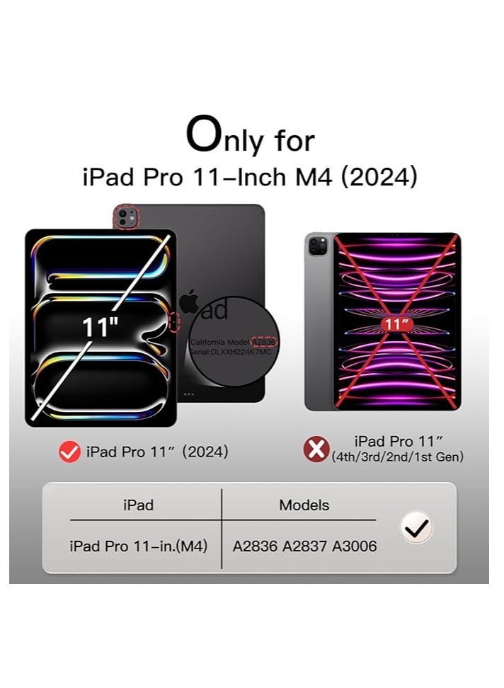 DUSALA iPad Pro 11-Inch M4 2024 (5th Generation) with Pencil Holder, Clear Transparent Back Shell Slim Stand Shockproof Tablet Cover, Auto Wake/Sleep Rose Gold Pink - Image 2