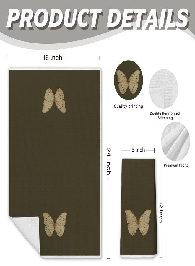 PIUD Vintage Butterfly Dark Green Kitchen Towels, Butterfly Hand Towels for Bathroom, Gifts for Butterfly Lovers Dish Towel Tea Towels for Kitchen, Butterfly Bathroom Kitchen Decor, 16x24 Inch - Image 4