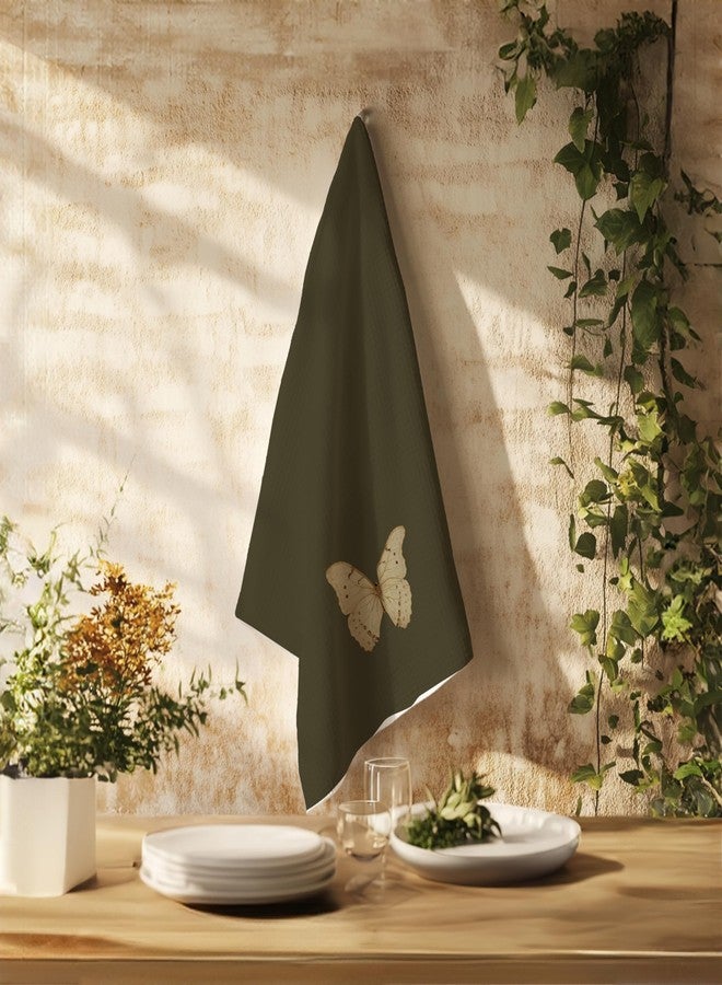 PIUD Vintage Butterfly Dark Green Kitchen Towels, Butterfly Hand Towels for Bathroom, Gifts for Butterfly Lovers Dish Towel Tea Towels for Kitchen, Butterfly Bathroom Kitchen Decor, 16x24 Inch - Image 3