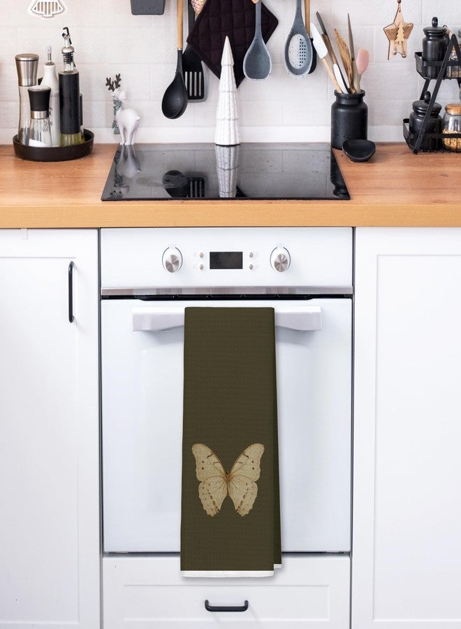 PIUD Vintage Butterfly Dark Green Kitchen Towels, Butterfly Hand Towels for Bathroom, Gifts for Butterfly Lovers Dish Towel Tea Towels for Kitchen, Butterfly Bathroom Kitchen Decor, 16x24 Inch - Image 5