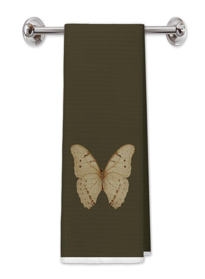 PIUD Vintage Butterfly Dark Green Kitchen Towels, Butterfly Hand Towels for Bathroom, Gifts for Butterfly Lovers Dish Towel Tea Towels for Kitchen, Butterfly Bathroom Kitchen Decor, 16x24 Inch - Image 1