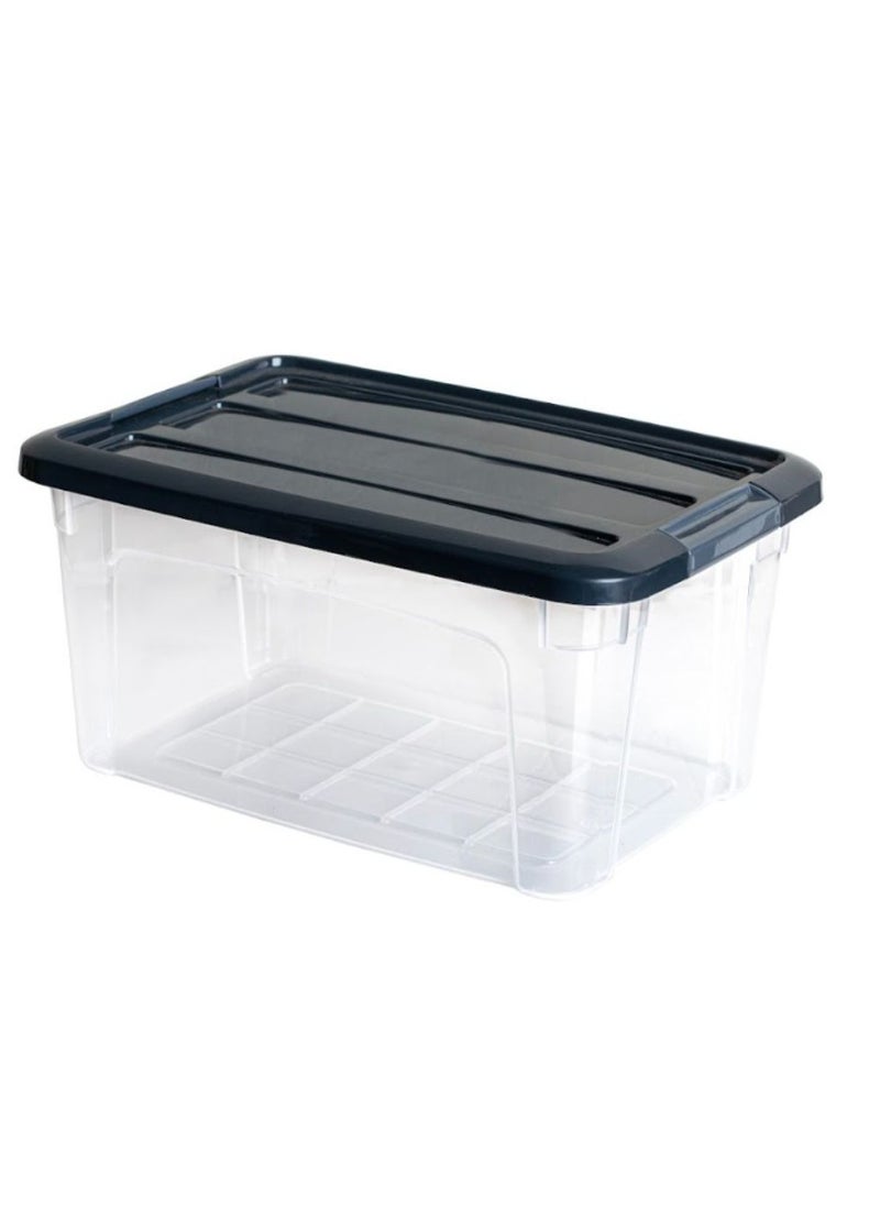 FOLY LIFE Clear plastic royal storage box food container with airtight clip cover lid to keep food fresh deep freezer & dish washer machine usable dark grey 5.7 liters  - Image 1