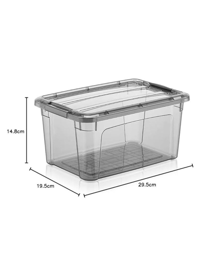 FOLY LIFE Clear plastic royal storage box food container with airtight clip cover lid to keep food fresh deep freezer & dish washer machine usable dark grey 5.7 liters  - Image 2