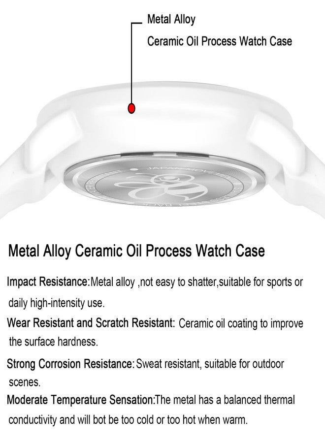 Bisley 38mm White Watch for Women Silicone Strap Easy Reader Wrist Watch for Ladies - Image 2