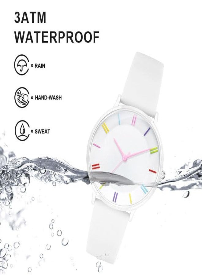 Bisley 38mm White Watch for Women Silicone Strap Easy Reader Wrist Watch for Ladies - Image 5