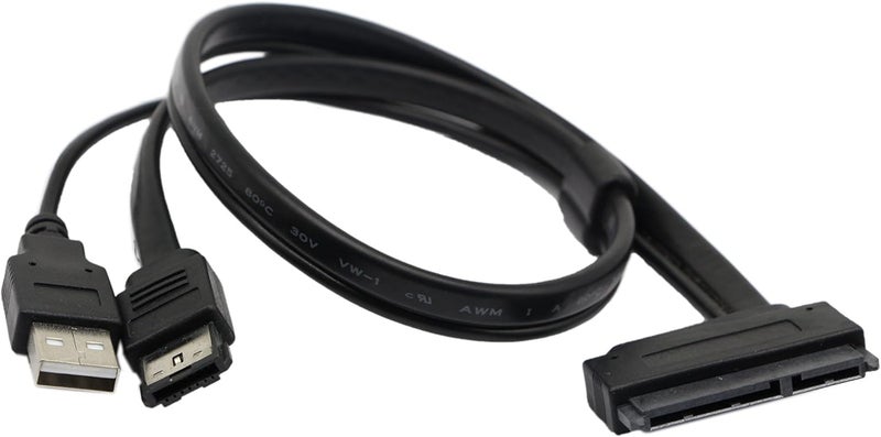 SinLoon 25 Hard Disk Drive SATA 22Pin to eSATA Data USB Powered Cable Adapter for Optimized for SSD Support UASP SATA IIIECSSHDBlack - Image 1