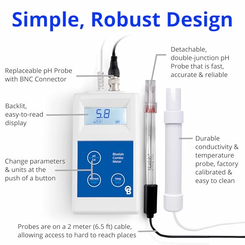 Bluelab Combo Meter for pH, Temperature & Conductivity in Water - Easy Calibration, Digital EC/TDS/PPM Tester for Hydroponics & Indoor Plants (METCOM) - Image 3