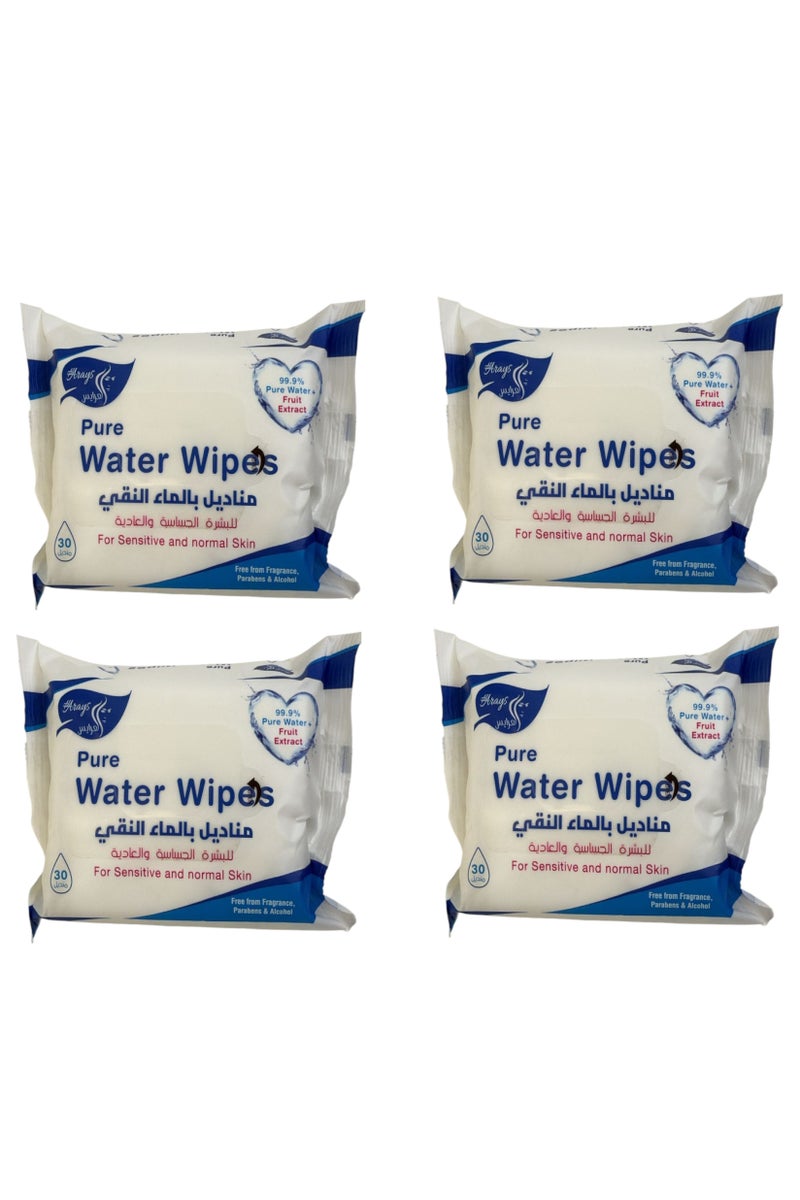 Alarays Pure Water Wet Wipes – 4 Packs × 30 Wipes