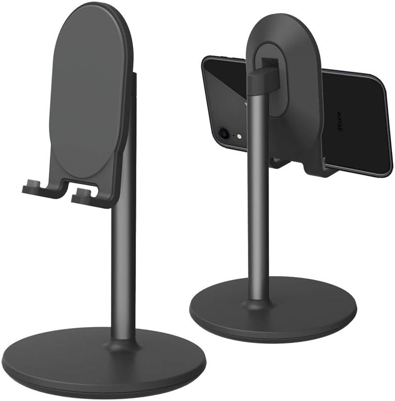 Bright Stone Phone Stand for Desk, Adjustable Cell Phone Holder for Desk, Compatible with 4"-12.9" Phones/Tablet/iPhone/iPad/Switch (Black) - Image 1