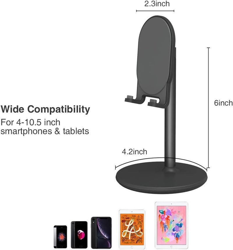 Bright Stone Phone Stand for Desk, Adjustable Cell Phone Holder for Desk, Compatible with 4"-12.9" Phones/Tablet/iPhone/iPad/Switch (Black) - Image 5