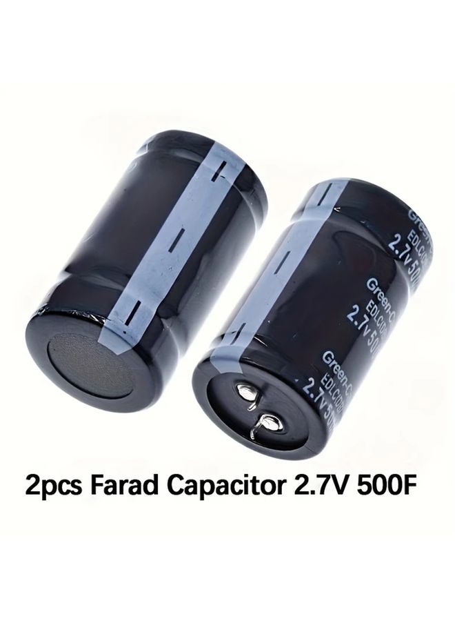 2 قطعة مكثفات معدنية عالية الجودة باللون الأسود مقاس 35x60mm 2.7V 500F للسيارات والإلكترونيات والاستخدام الصناعي - Image 2
