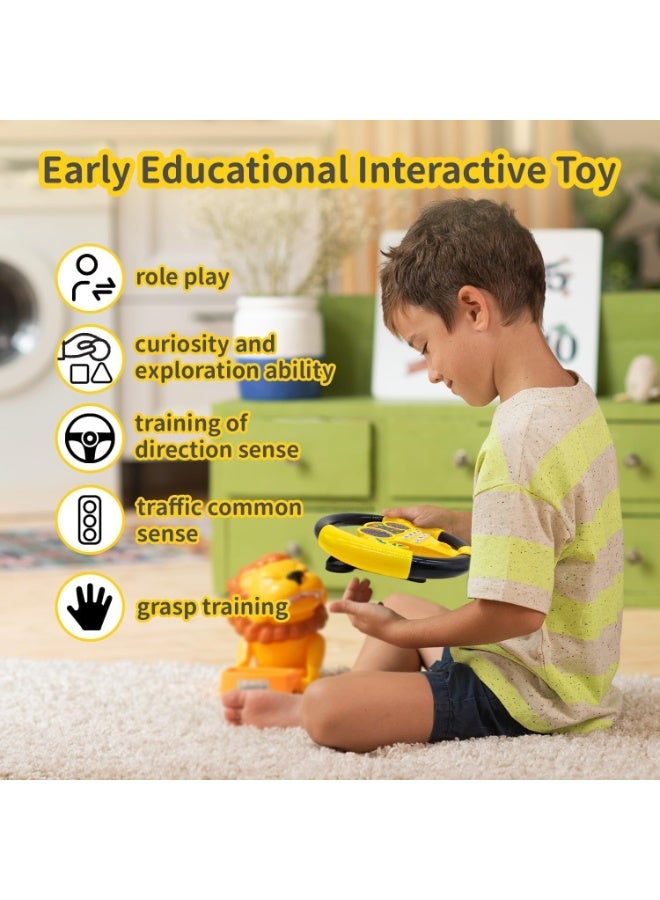 ARGT Kids Steering Wheel Toy with Lights & Sound | 360° Rotation Car Simulator for Toddlers | Suction Cup Mount | Educational Driving Toy for Boys Girls 3+ Years | Yellow - Image 3