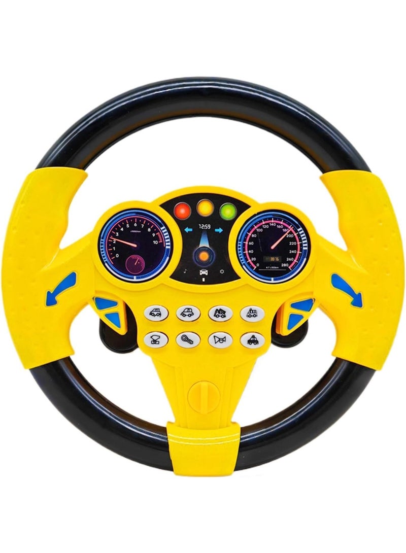 ARGT Kids Steering Wheel Toy with Lights & Sound | 360° Rotation Car Simulator for Toddlers | Suction Cup Mount | Educational Driving Toy for Boys Girls 3+ Years | Yellow - Image 1
