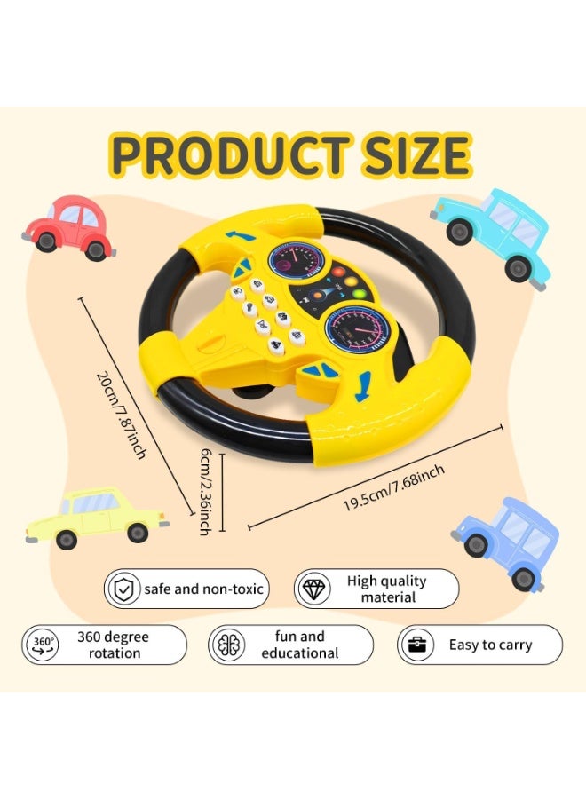 ARGT Kids Steering Wheel Toy with Lights & Sound | 360° Rotation Car Simulator for Toddlers | Suction Cup Mount | Educational Driving Toy for Boys Girls 3+ Years | Yellow - Image 2