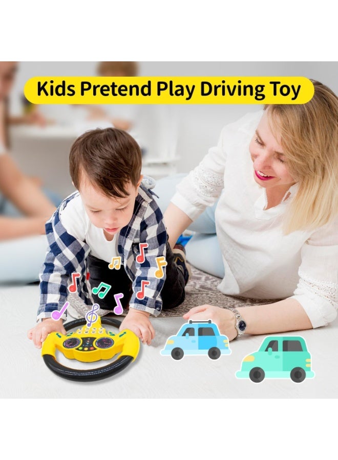 ARGT Kids Steering Wheel Toy with Lights & Sound | 360° Rotation Car Simulator for Toddlers | Suction Cup Mount | Educational Driving Toy for Boys Girls 3+ Years | Yellow - Image 5