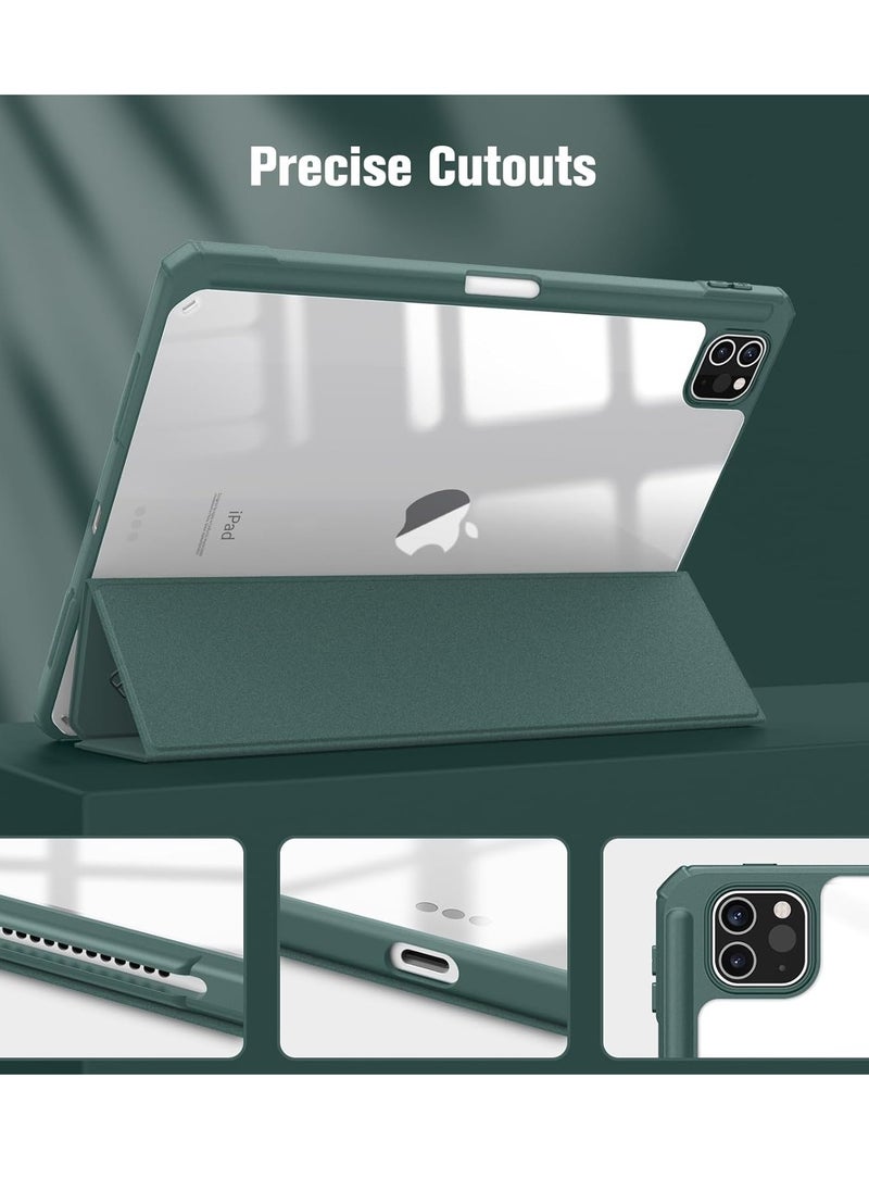 EVO Hybrid Case Compatible with iPad Pro 11 Inch (2022/2021/2020/2018, 4th/3rd/2nd/1st Generation) - Ultra Slim Shockproof Clear Cover w/Pencil Holder, Auto Wake/Sleep, Midnight Green  - Image 5