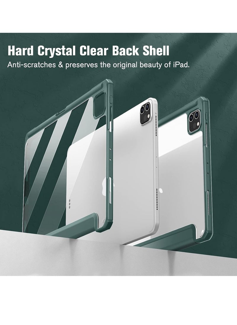 EVO Hybrid Case Compatible with iPad Pro 11 Inch (2022/2021/2020/2018, 4th/3rd/2nd/1st Generation) - Ultra Slim Shockproof Clear Cover w/Pencil Holder, Auto Wake/Sleep, Midnight Green  - Image 3