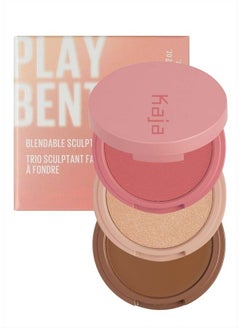 KAJA 3-in-1 Blendable Sculpting Trio - Play Bento | with Mango Seed Butter, Cream Bronzer, Powder Blush, and Highlighter, 02 Cloud Latte  - Image 1
