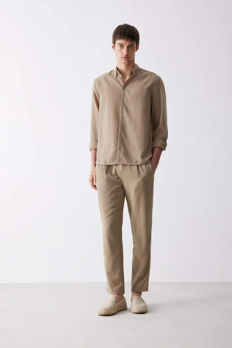 ديفاكتو Regular Fit Polo Collar Long Sleeve Shirt
