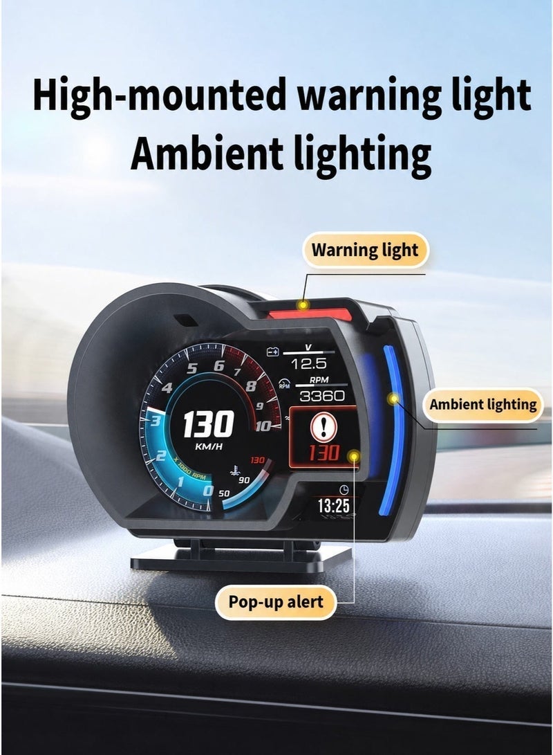 RAYHONG OBD2 Gauge Head up Display for Cars, OBD+GPS Speedometer HUD with Gesture Induction Control, KMH/MPH Speed, RPM, Overspeed Alarm Works Great for 2008+ Vehicles - Image 3