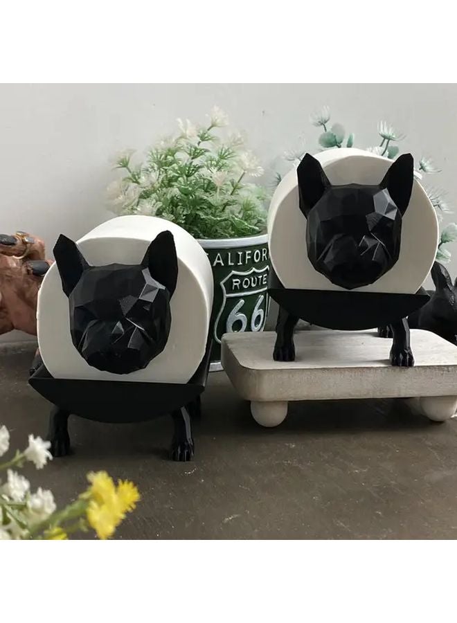 Black And White Abstract Bulldog Tissue Holder Statue For Bathroom Decor - Image 4
