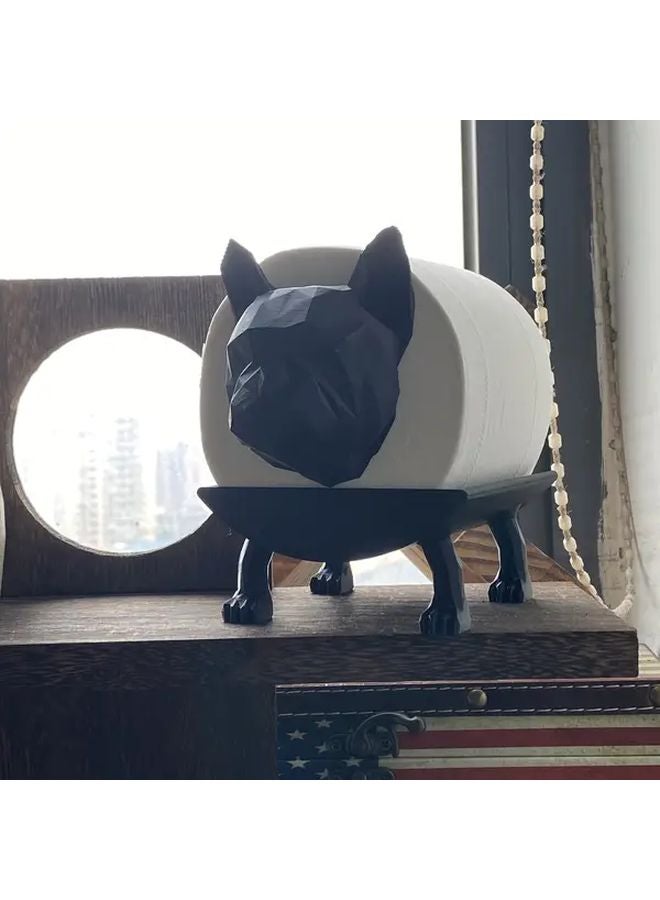 Black And White Abstract Bulldog Tissue Holder Statue For Bathroom Decor - Image 3